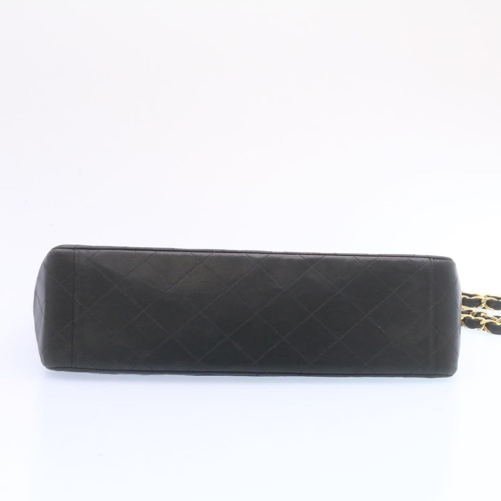 CHANEL Big Matelasse Flap Chain Shoulder Bag Lamb Skin Black Gold  am1276gA
