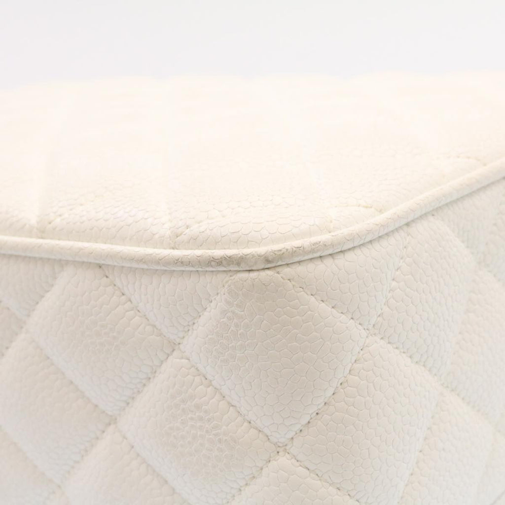 CHANEL Matelasse Chain Shoulder Bag Caviar Skin Gold White CC  am1370gA