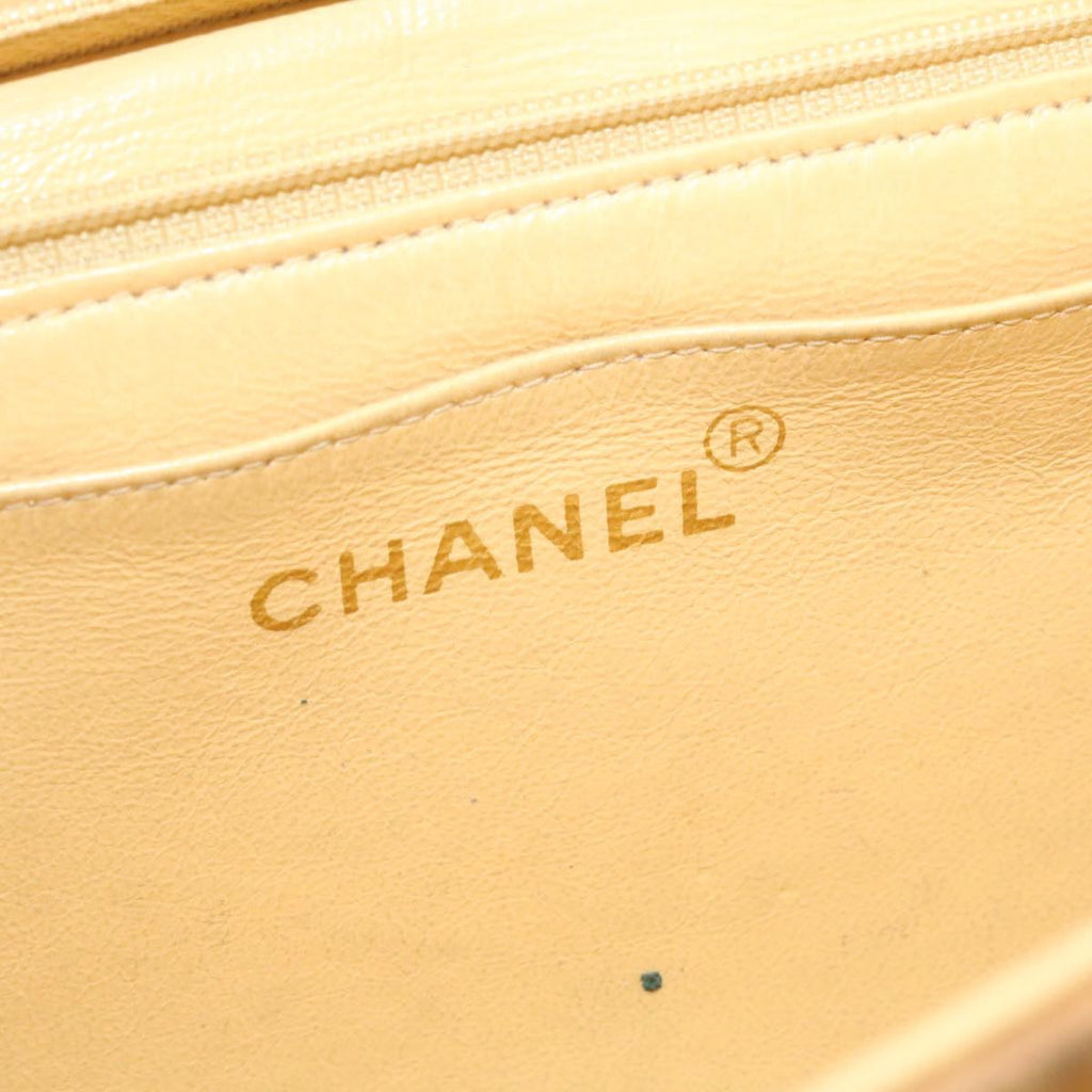CHANEL Raffia Chain Flap Shoulder Bag Leather Beige CC  am1414gA