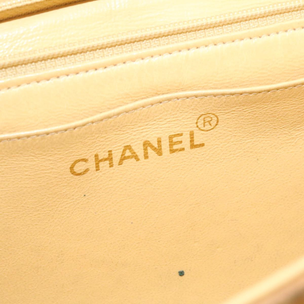 CHANEL Raffia Chain Flap Shoulder Bag Leather Beige CC  am1414gA