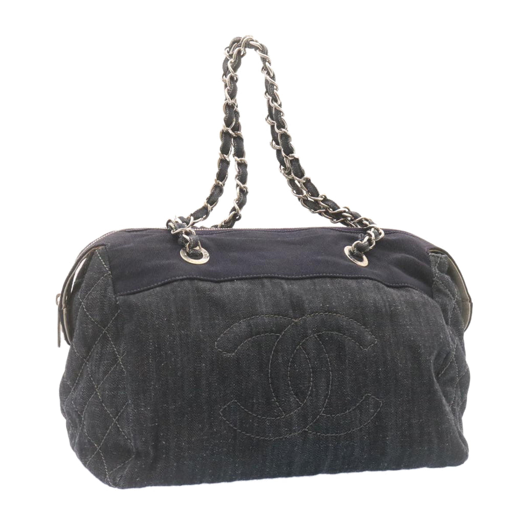 CHANEL Denim Matelasse Chain Shoulder Bag Navy CC  am1468gA