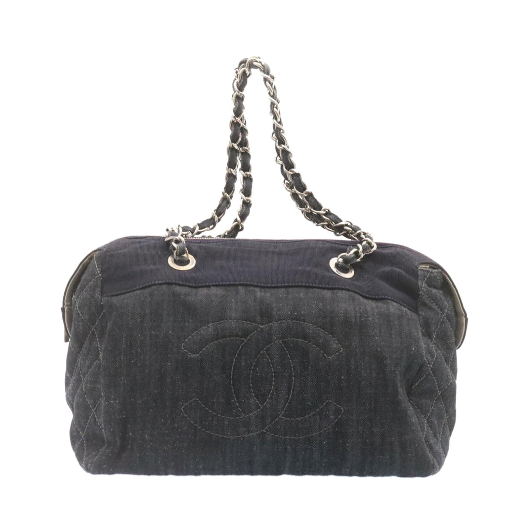CHANEL Denim Matelasse Chain Shoulder Bag Navy CC  am1468gA