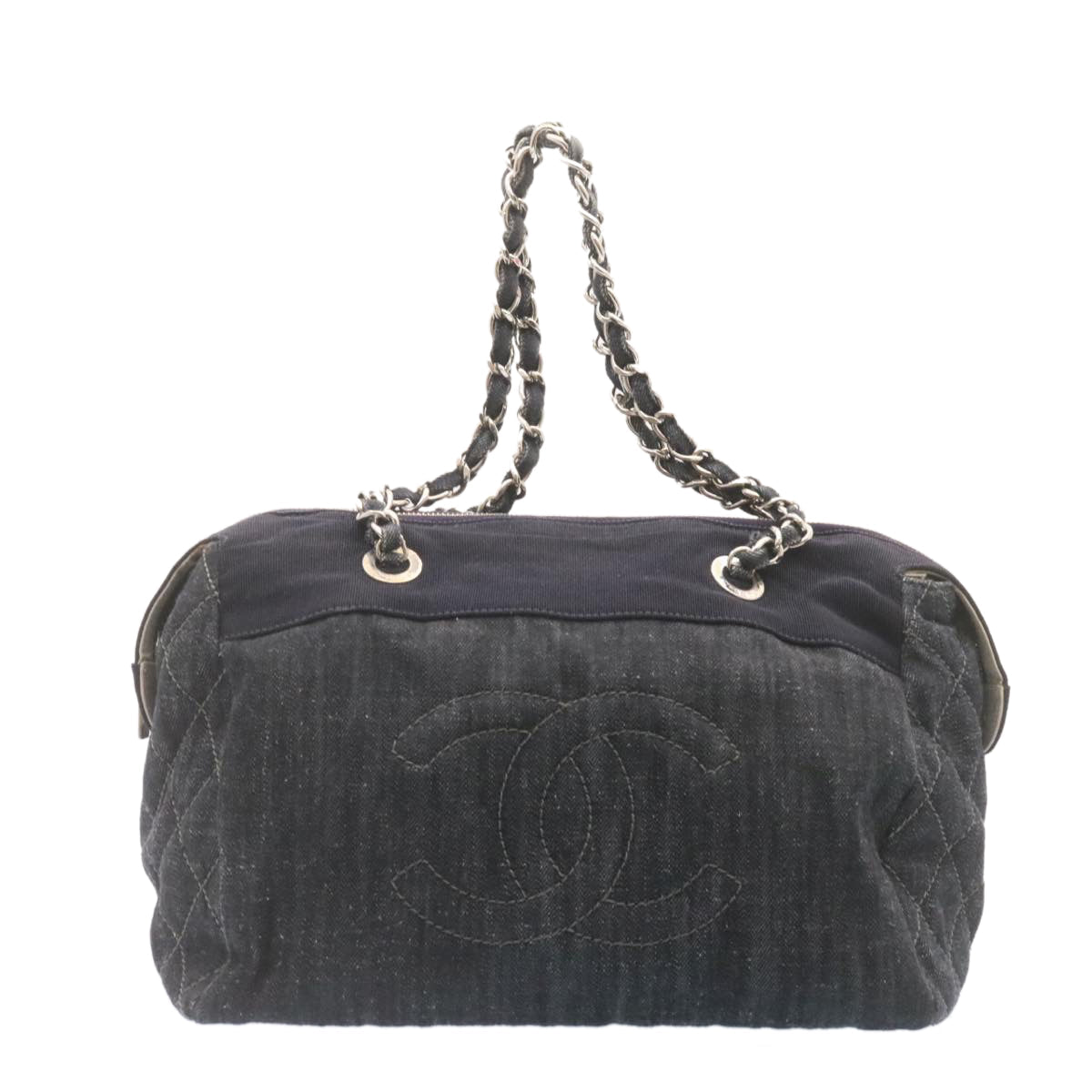 CHANEL Denim Matelasse Chain Shoulder Bag Navy CC  am1468gA