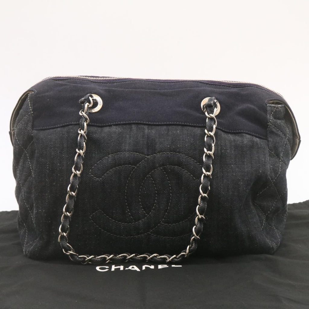 CHANEL Denim Matelasse Chain Shoulder Bag Navy CC  am1468gA