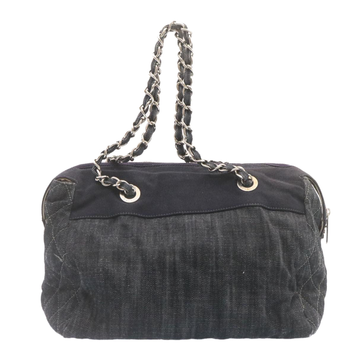 CHANEL Denim Matelasse Chain Shoulder Bag Navy CC  am1468gA