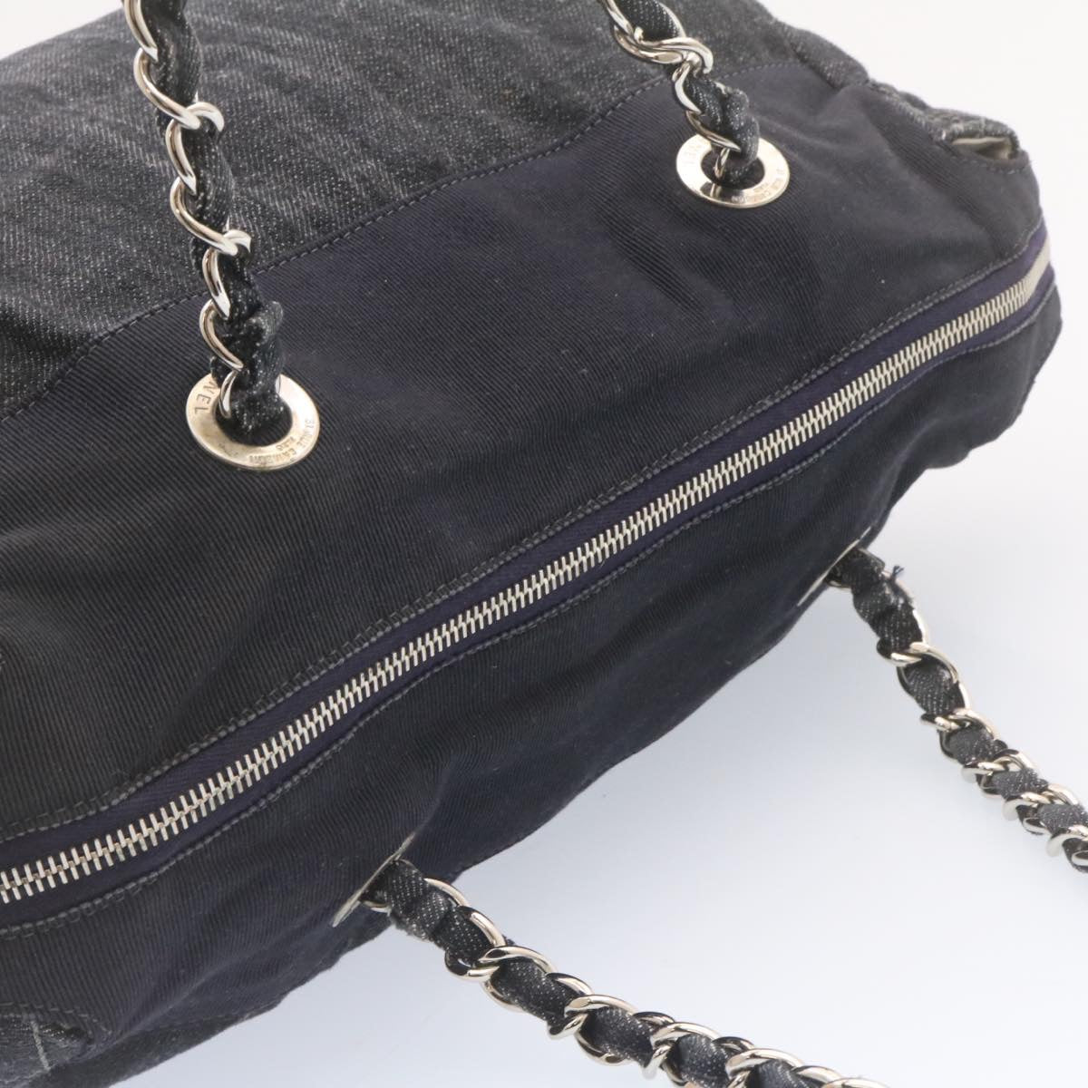CHANEL Denim Matelasse Chain Shoulder Bag Navy CC  am1468gA