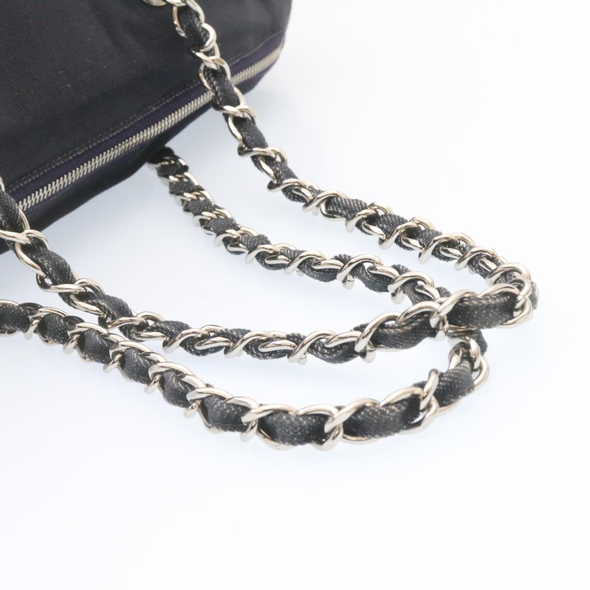 CHANEL Denim Matelasse Chain Shoulder Bag Navy CC  am1468gA