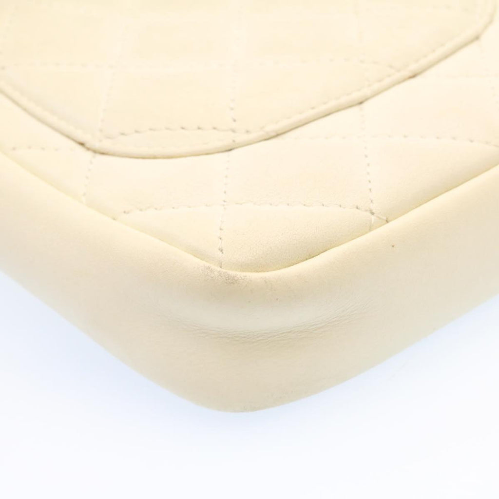 CHANEL Cambon Line Shoulder Bag Leather White Black CC  am1647gA