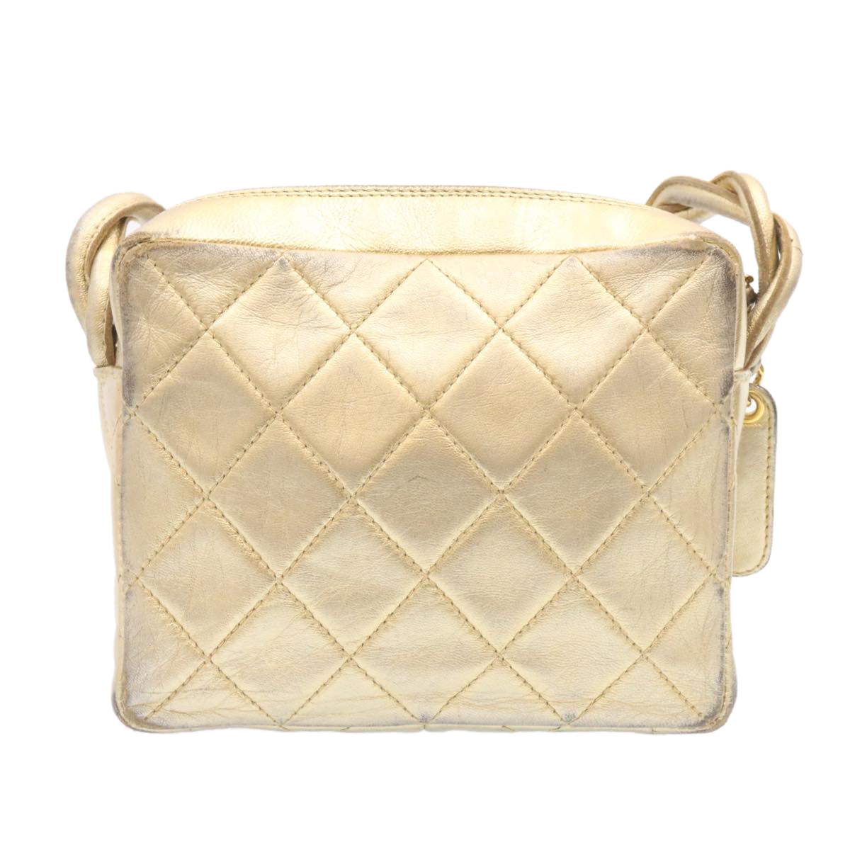 CHANEL Lamb Skin Matelasse Shoulder Bag Gold CC  am1684gA