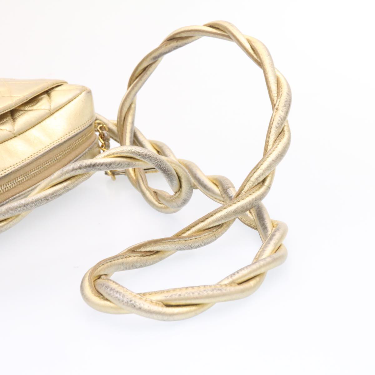 CHANEL Lamb Skin Matelasse Shoulder Bag Gold CC Auth am1684gA