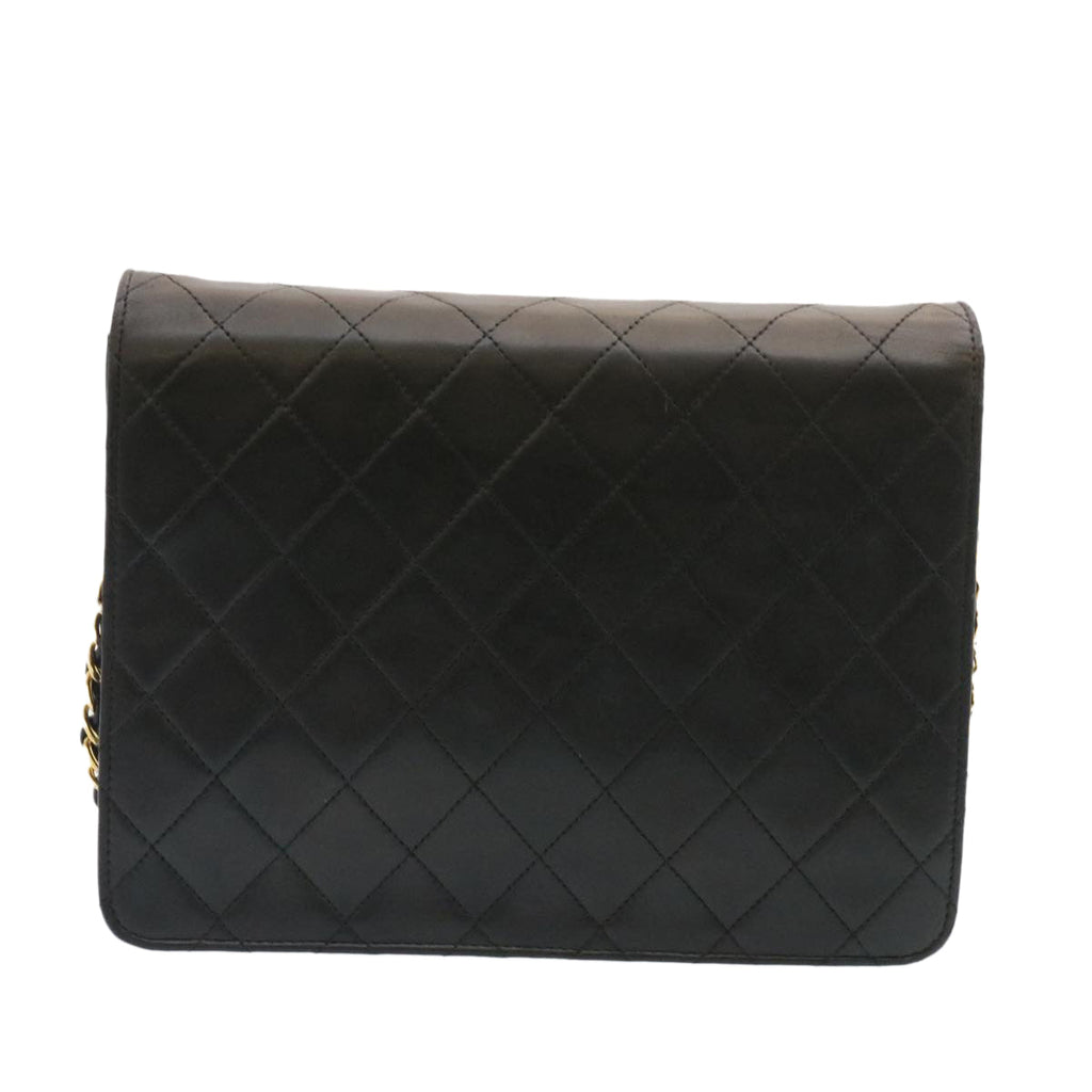 CHANEL Matelasse Chain Flap Shoulder Bag Lamb Skin Black Gold CC  am1708gA