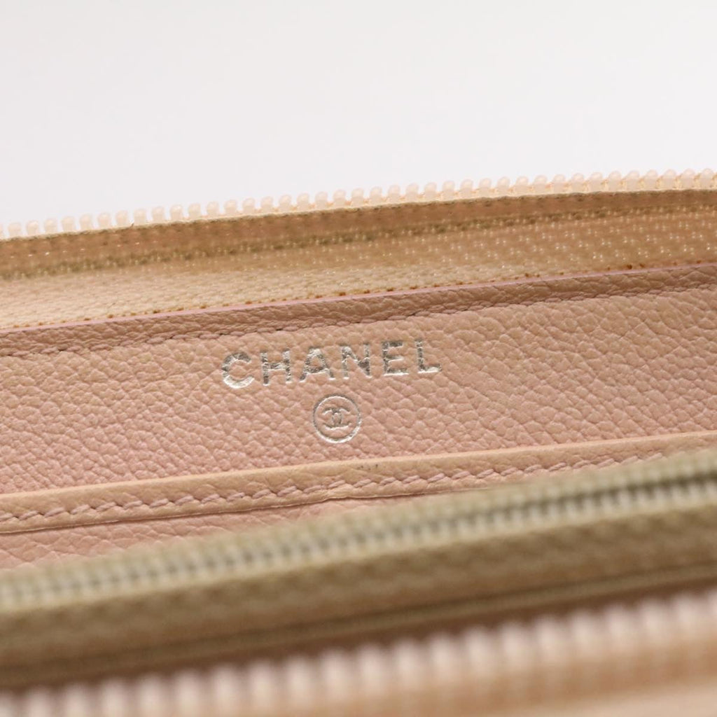 CHANEL Camelia Zip Around Wallet Leather Pink CC  am1797g
