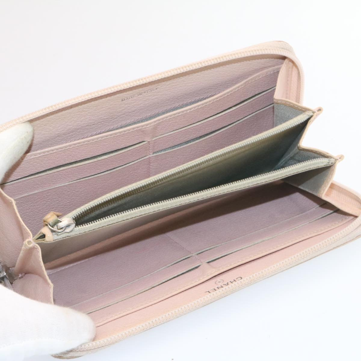 CHANEL Camelia Zip Around Wallet Leather Pink CC  am1797g