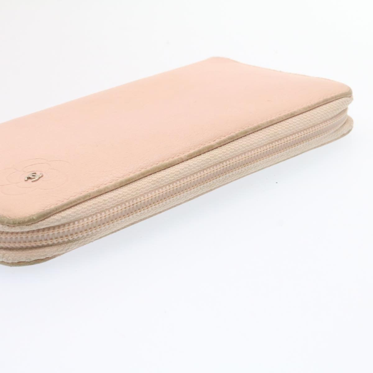 CHANEL Camelia Zip Around Wallet Leather Pink CC  am1797g