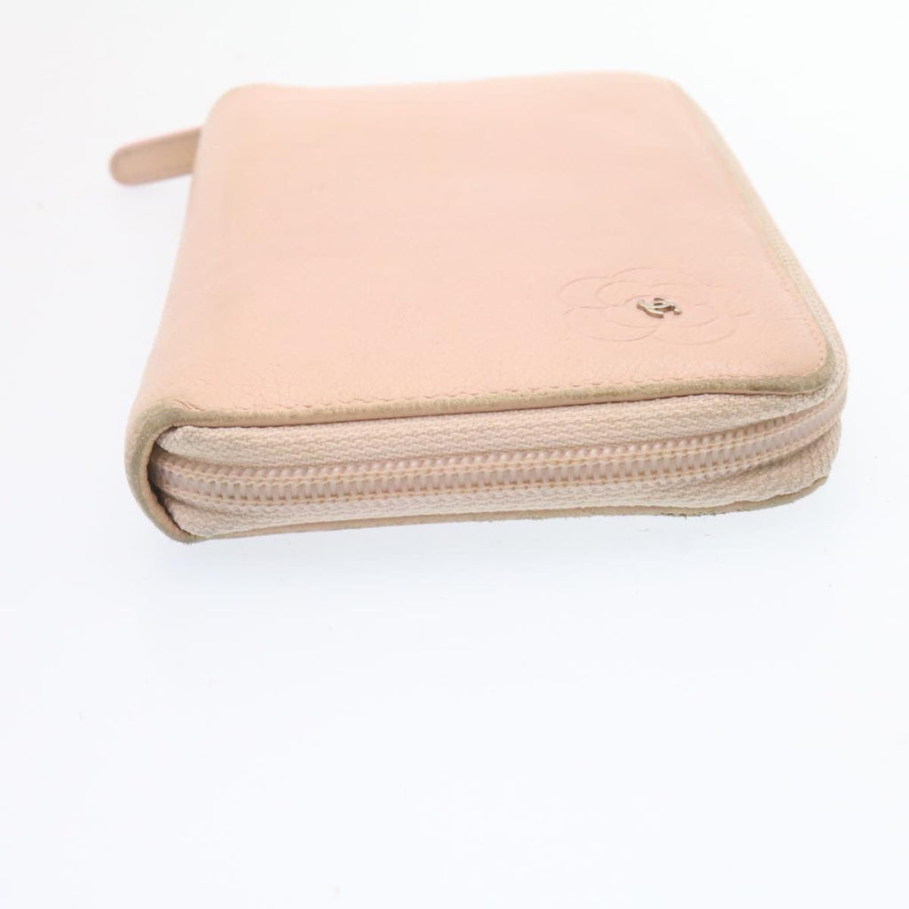 CHANEL Camelia Zip Around Wallet Leather Pink CC  am1797g