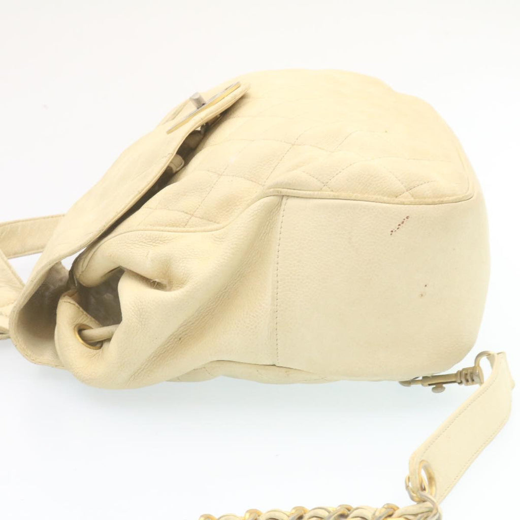CHANEL Caviar Skin Matelasse Backpack White CC  am1922gA