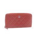 CHANEL Matelasse Wallet Lamb Skin Red CC  am2154g