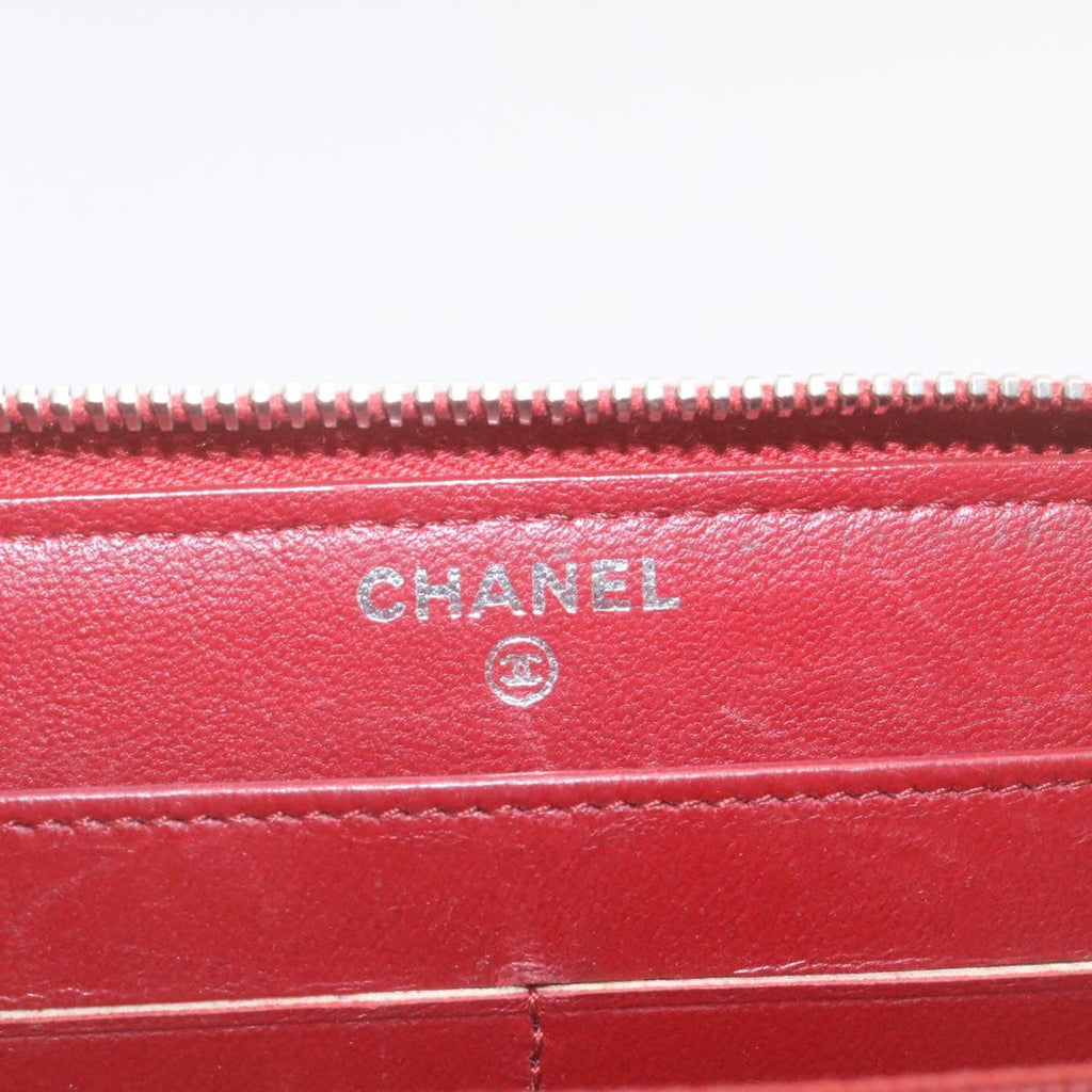 CHANEL Matelasse Wallet Lamb Skin Red CC  am2154g
