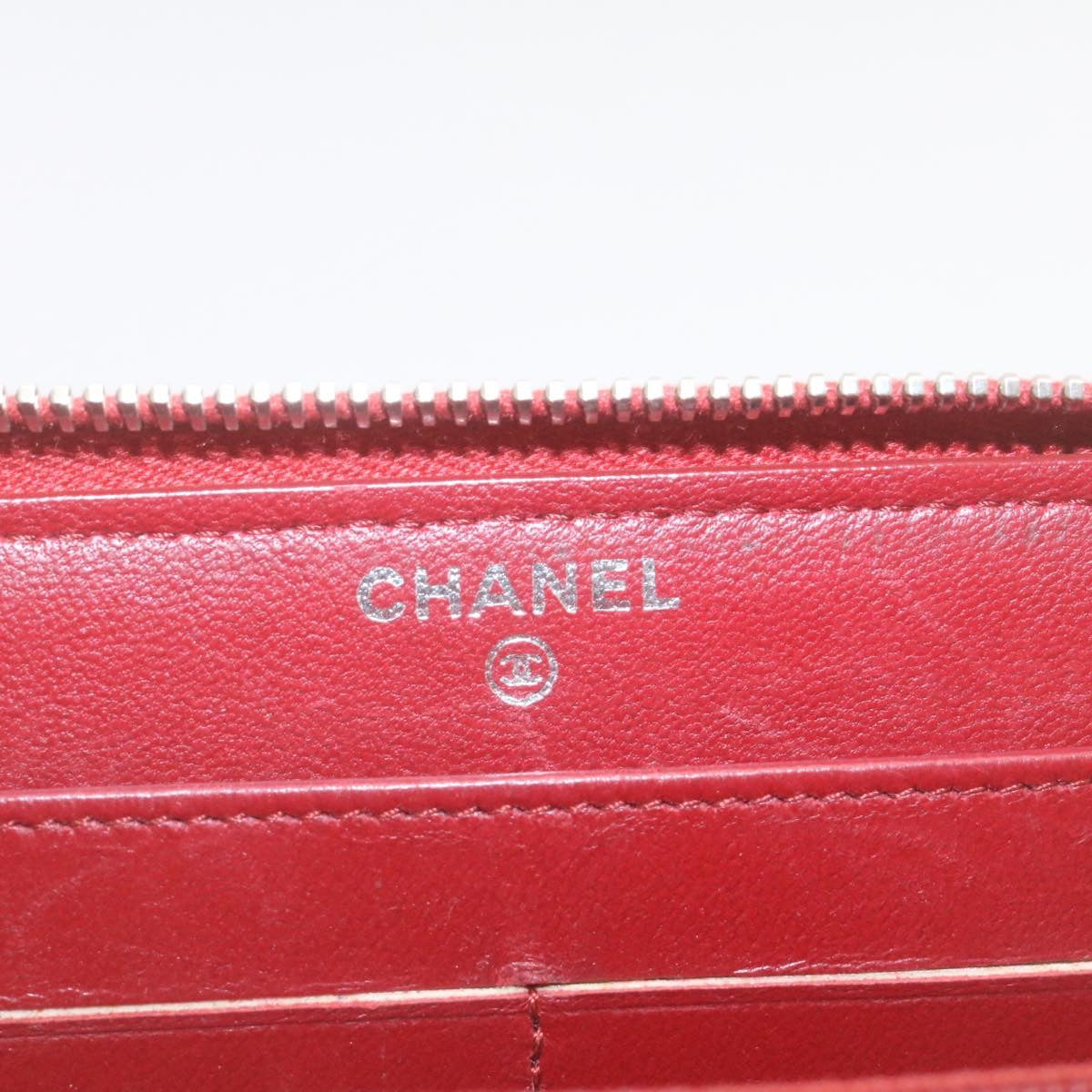 CHANEL Matelasse Wallet Lamb Skin Red CC  am2154g