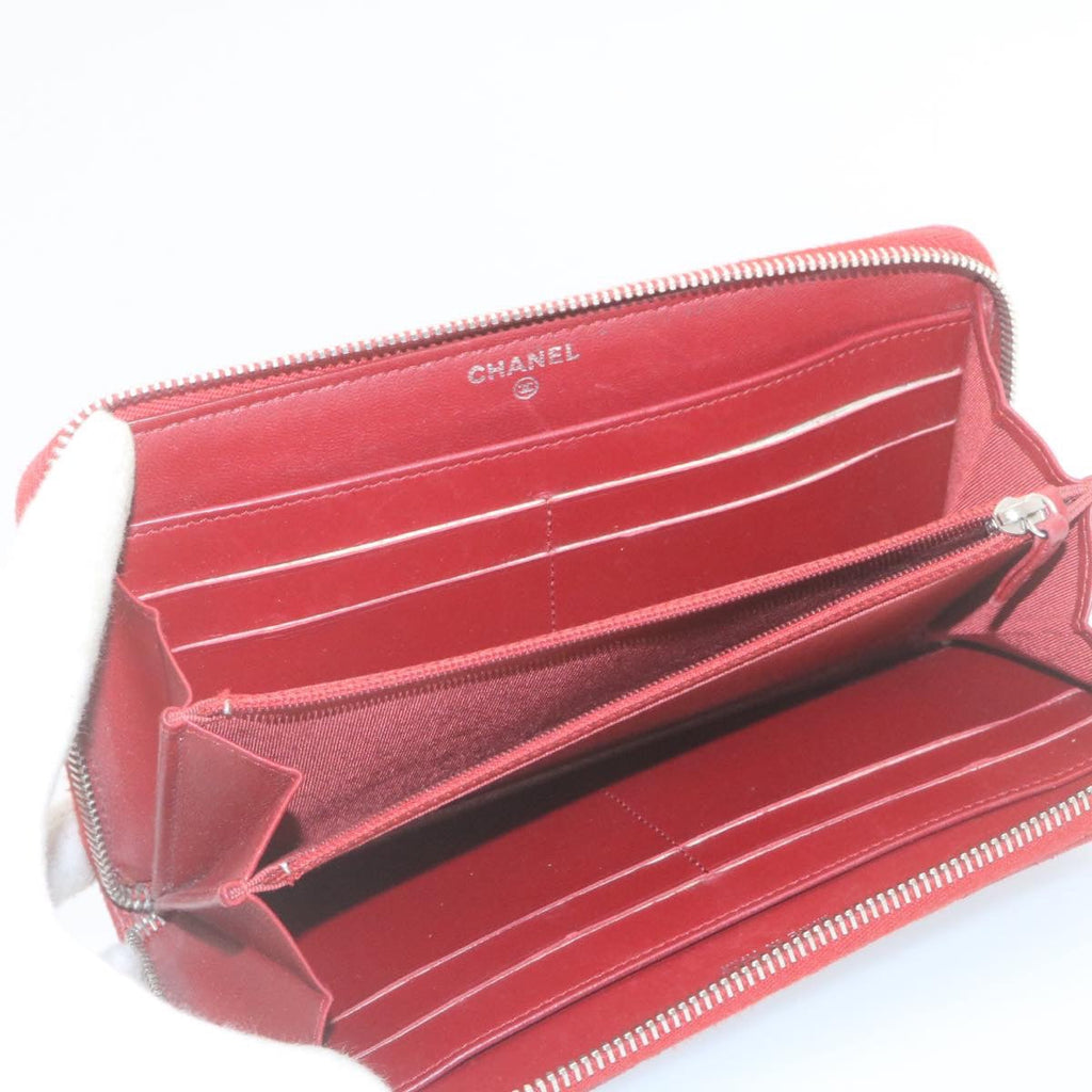 CHANEL Matelasse Wallet Lamb Skin Red CC  am2154g