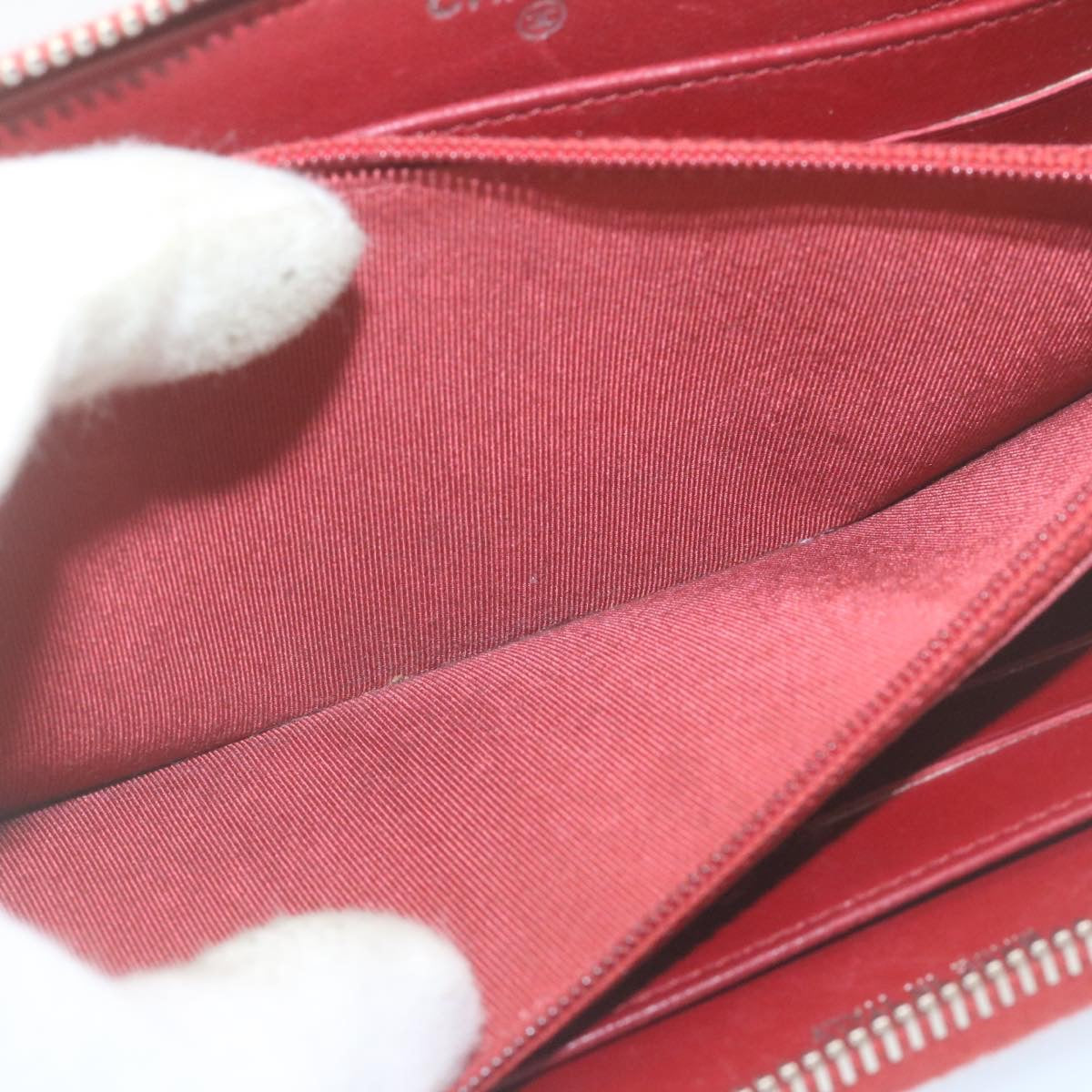 CHANEL Matelasse Wallet Lamb Skin Red CC  am2154g