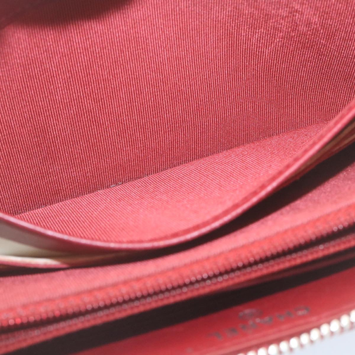 CHANEL Matelasse Wallet Lamb Skin Red CC  am2154g
