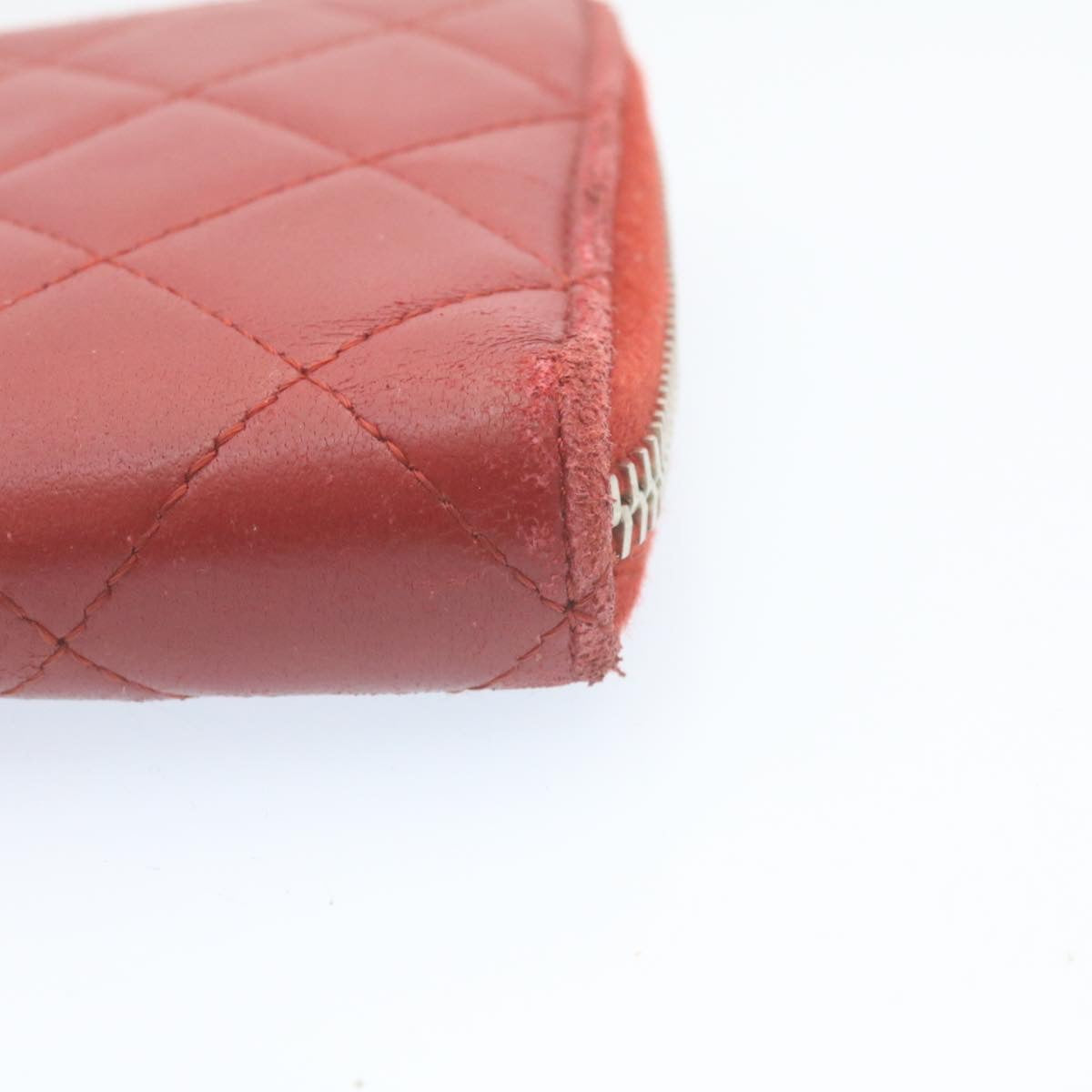 CHANEL Matelasse Wallet Lamb Skin Red CC  am2154g