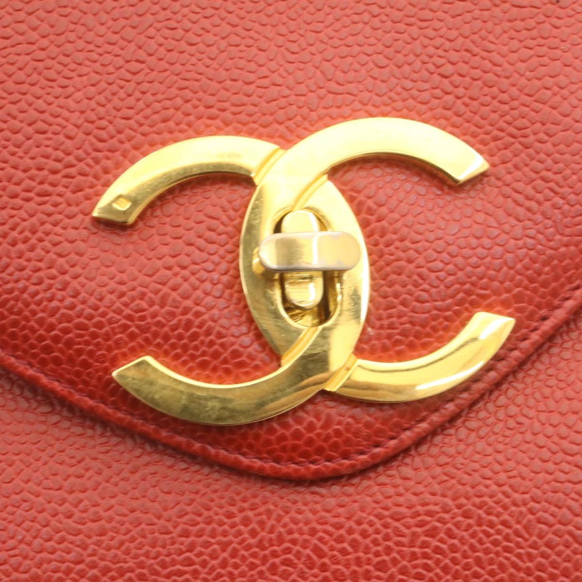CHANEL COCO Mark Super model Chain Shoulder Bag Caviar Skin Red  am2162gA