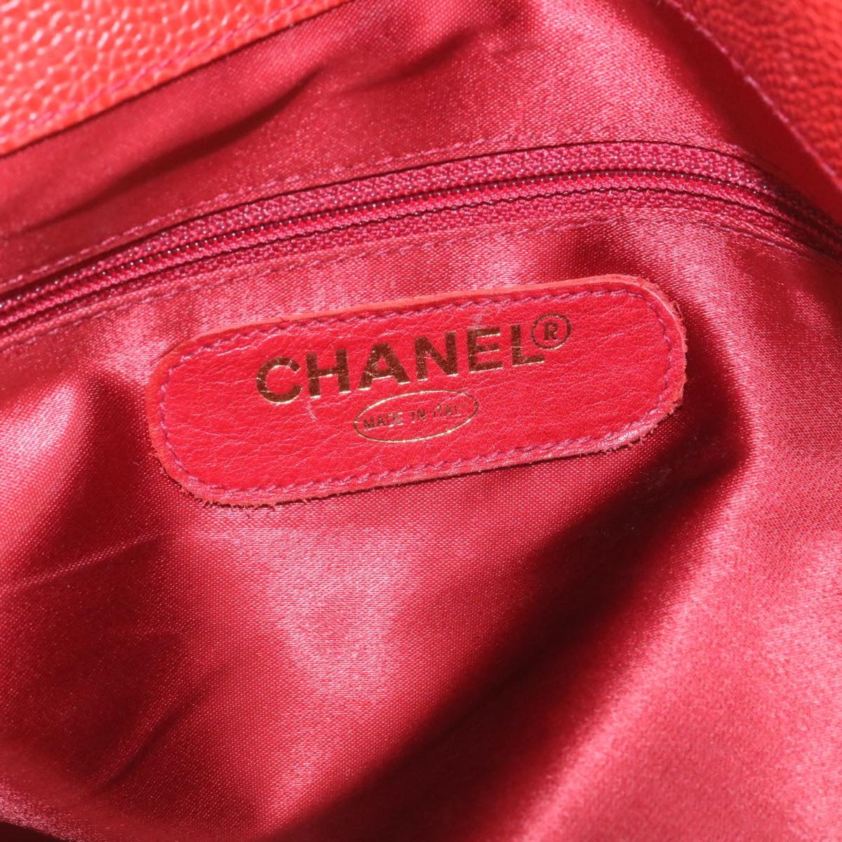 CHANEL COCO Mark Super model Chain Shoulder Bag Caviar Skin Red  am2162gA