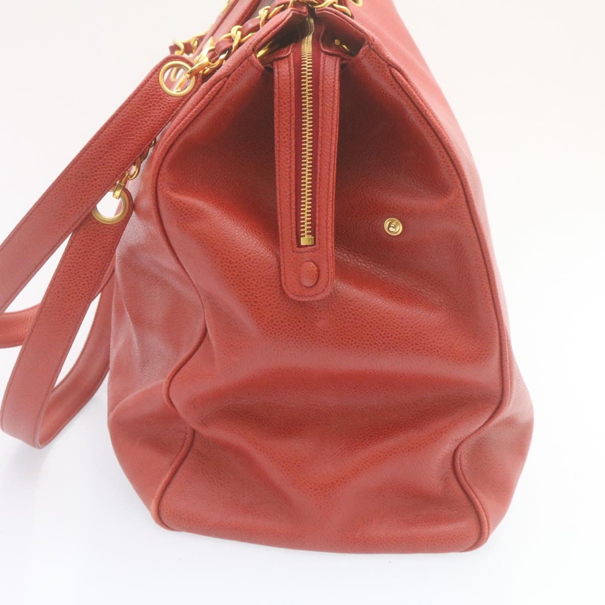 CHANEL COCO Mark Super model Chain Shoulder Bag Caviar Skin Red  am2162gA