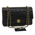 CHANEL Classic Matelasse 25 Chain Flap Shoulder Bag Lamb Skin Black am2364gA