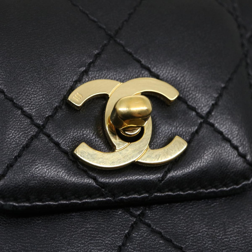 CHANEL Matelasse Shoulder Bag Lamb Skin Black CC  am2485gA
