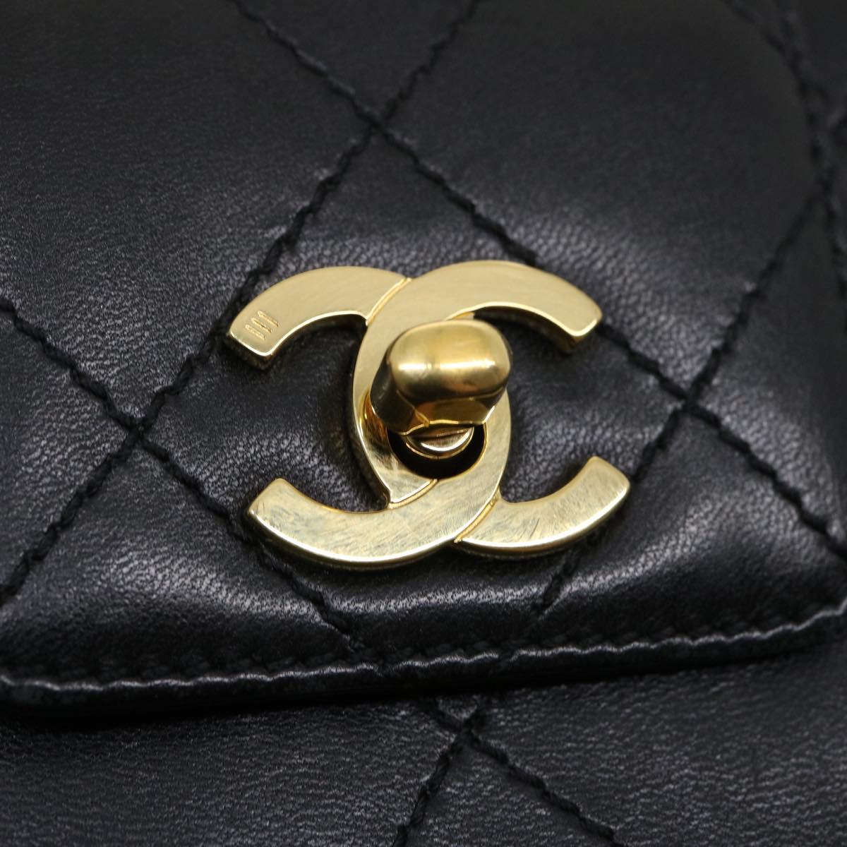 CHANEL Matelasse Shoulder Bag Lamb Skin Black CC  am2485gA