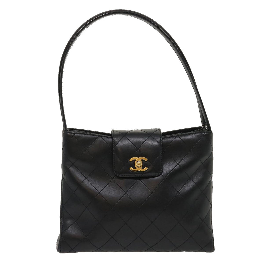 CHANEL Matelasse Shoulder Bag Lamb Skin Black CC  am2485gA