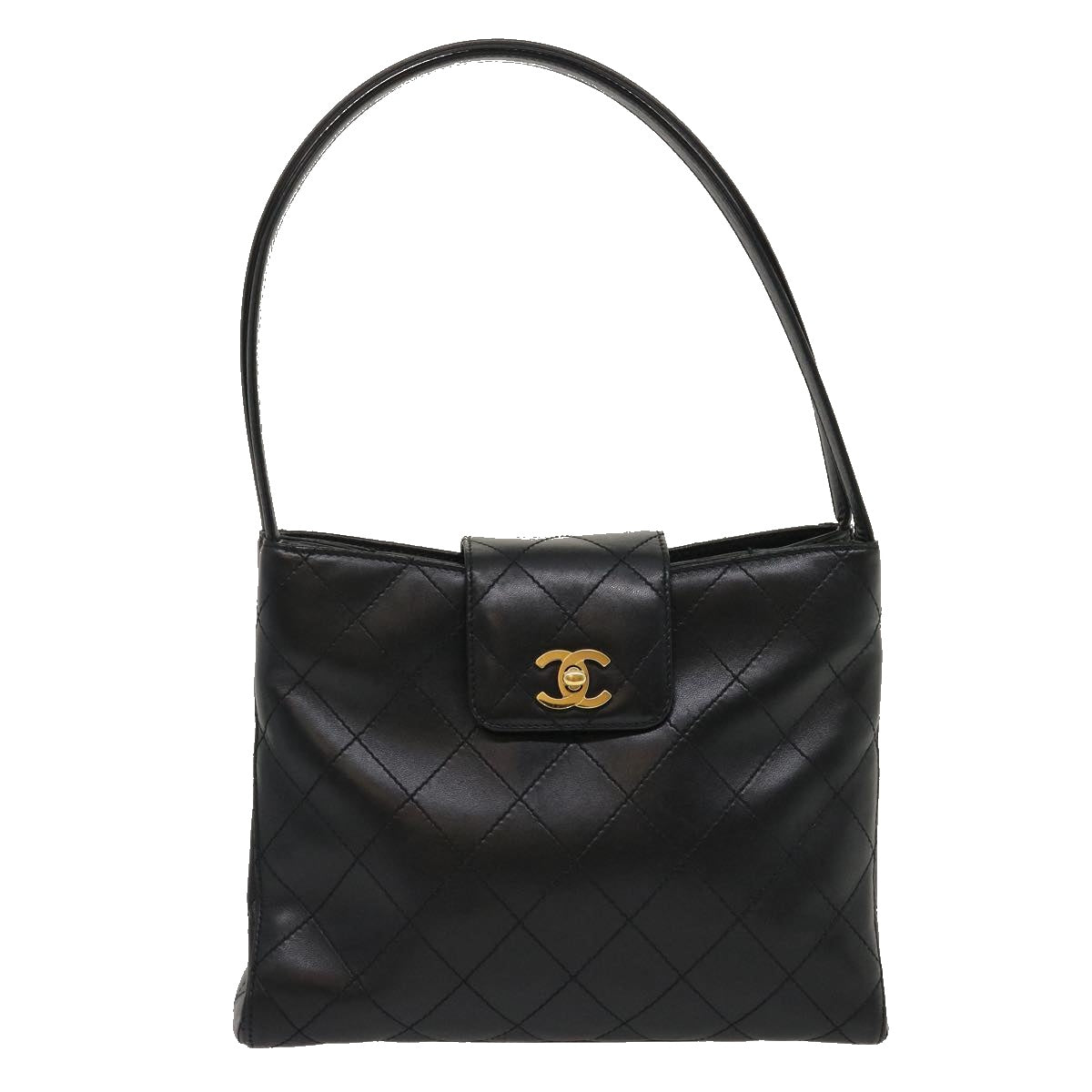 CHANEL Matelasse Shoulder Bag Lamb Skin Black CC  am2485gA