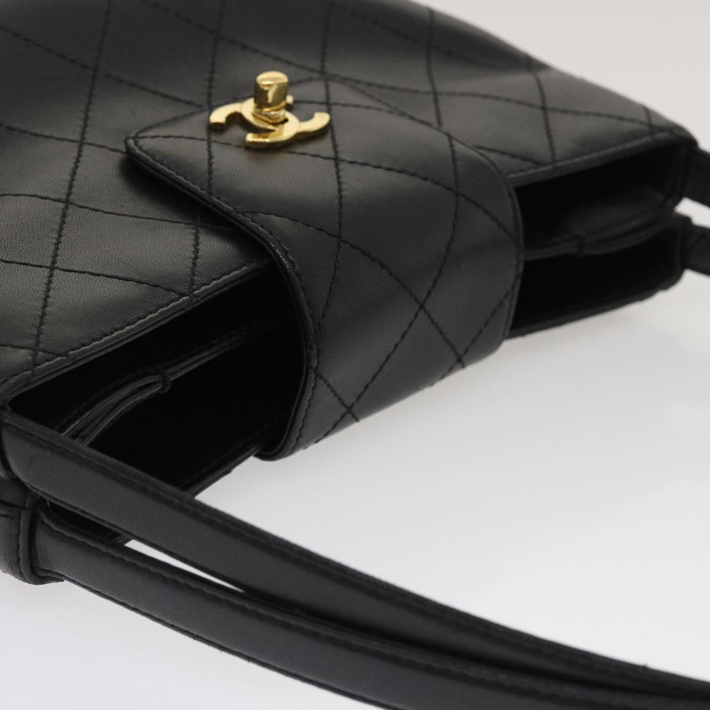 CHANEL Matelasse Shoulder Bag Lamb Skin Black CC  am2485gA