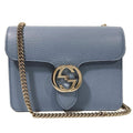 Blue Leather Marmont Interlocking GG Crossbody Bag