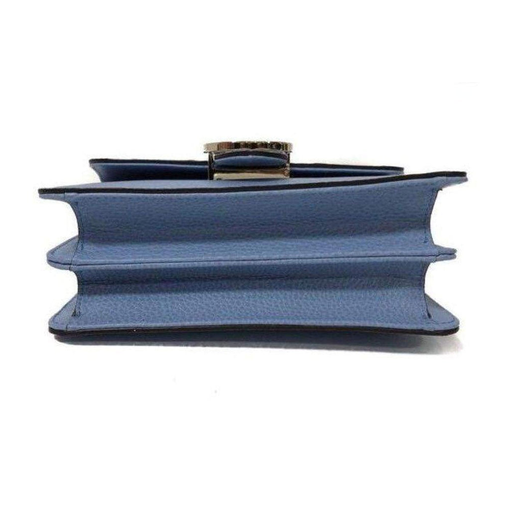 Blue Leather Marmont Interlocking GG Crossbody Bag