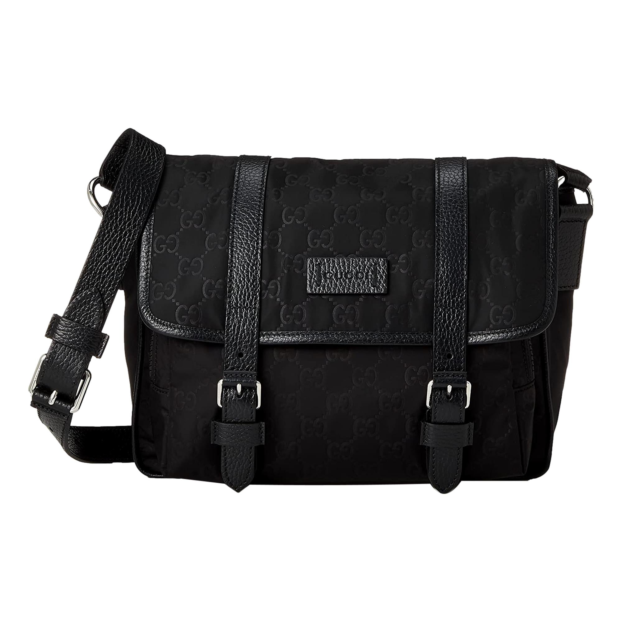 Gucci GG Logo Black Nylon Small Messenger Bag 510335