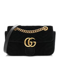 Gucci Marmont Black Velvet Leather Matelasse Shoulder Bag