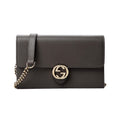 Gucci Marmont Gray Dollar Calfskin Leather Interlocking G Bag