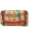 Small GG Marmont Raffia Shoulder Bag