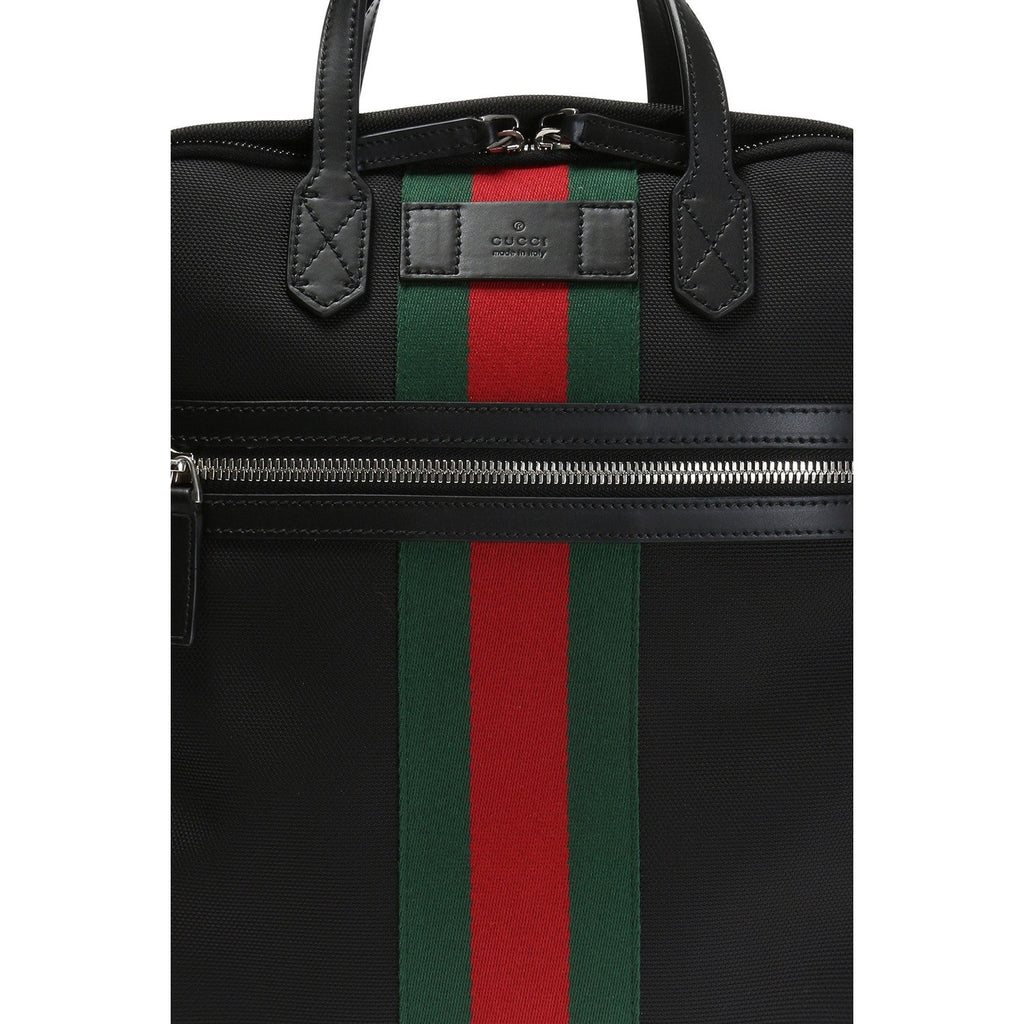 Gucci Techno Black Canvas Web Stripe Backpack 619748