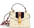 Gucci White Calfskin Mini Sylvie Bee Star Top Handle Bag