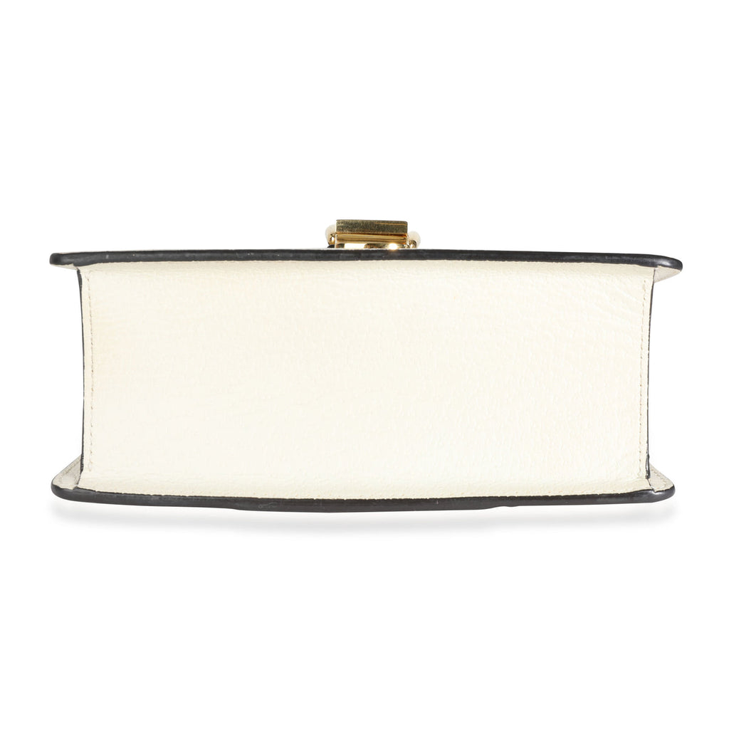 Gucci White Calfskin Mini Sylvie Bee Star Top Handle Bag