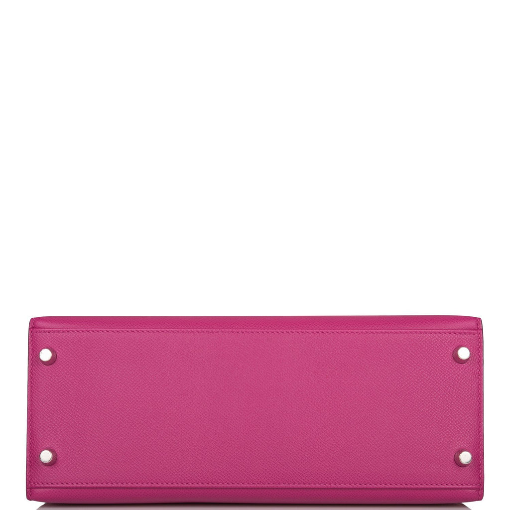 Pre-owned Hermes Special Order (HSS) Kelly Sellier 28 Rose Pourpre and Rose Jaipur Epsom Brushed Palladium Hardware