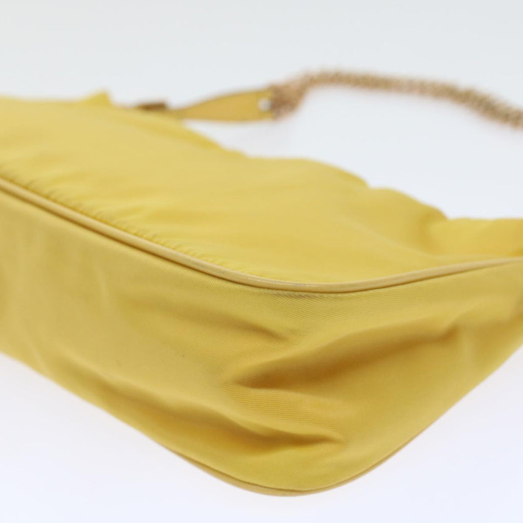 PRADA Chain Shoulder Bag Nylon Yellow  hk780