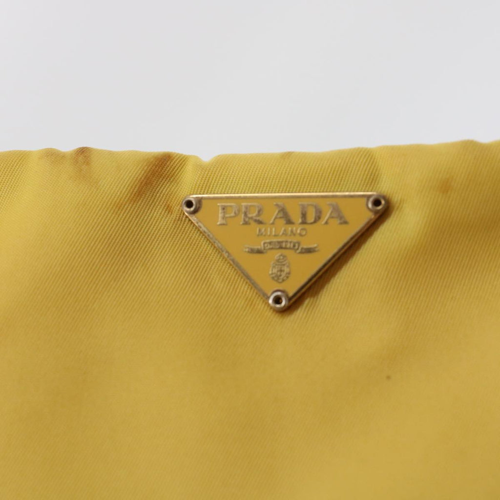 PRADA Chain Shoulder Bag Nylon Yellow  hk780