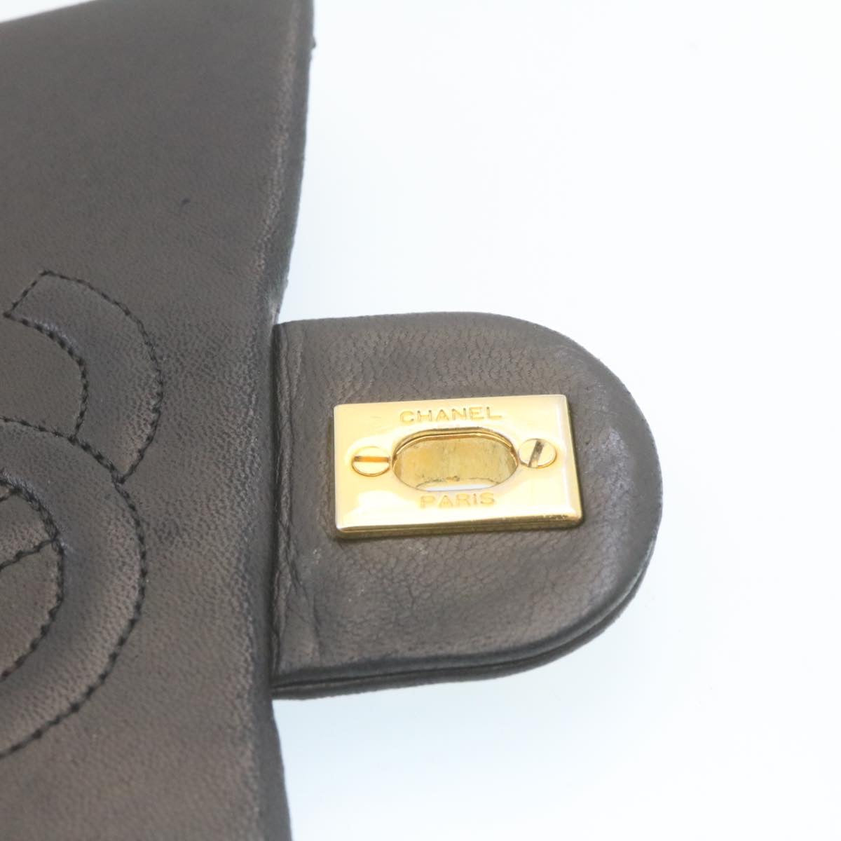 CHANEL Mini Matelasse Chain Flap Shoulder Bag Lamb Skin Black Gold  hs648A