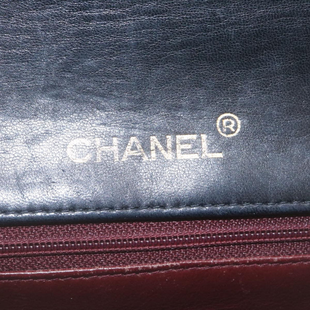 CHANEL Mini Matelasse Chain Flap Shoulder Bag Lamb Skin Black Gold  hs648A